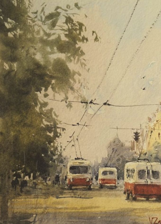 "Советская улица. Троллейбусы" Копийная практика В.Г. Заруцкий