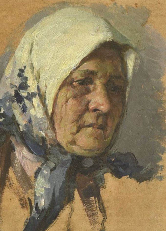 Голова женщины в платке. Копийная практика Н.П. Ерышев