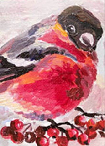 Снегирь: Живопись акрилом. Музейное занятие